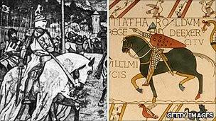 Battle of Bannockburn engraving and the Battle of Hastings on the Bayeux Tapestry