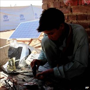 Man with solar panel