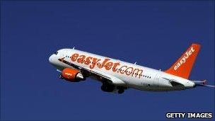 An Easyjet passenger plane takes off from Geneva international airport