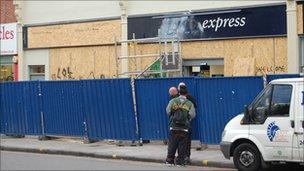 Stokes Croft Tesco Express being repaired