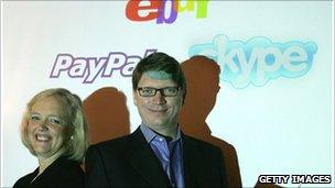 eBay CEO Meg Whitman with Skype founder Niklas Zennstrom at deal announcement