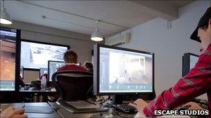 Students working at Escape Studios