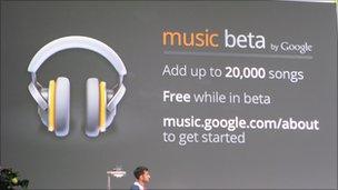 Music beta graphic at the Google IO conference