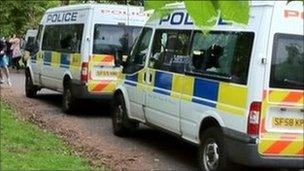 Police vans at Kelvingrove park