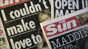 Various editions of the Sun from the week Kate McCann released her book including one with the headline 'I couldn't make love to Gerry'