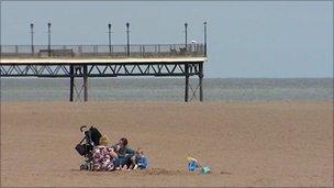 Family on Skegness beach