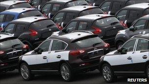 Nissan cars waiting to be exported from Japan to the US