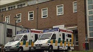 Ambulances outside the hospital