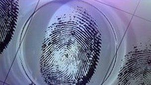 Fingerprint under magnifying glass