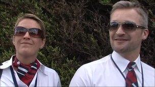 Cabin crew arriving at the meeting