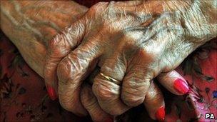 Hands of an elderly woman