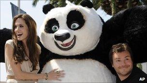 Angelina Jolie, Jack Black and friend in Cannes