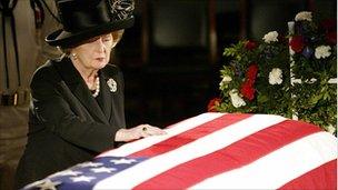 Margaret Thatcher at Ronald Reagan's funeral