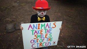 Child protesting against use of circus animals