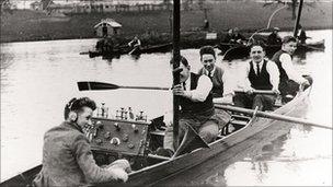 Young men on a boat