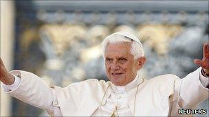 Pope Benedict XVI leads his weekly audience at the Vatican, 11 May, 2011