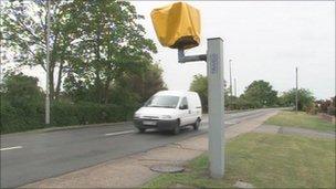 Vandalised speed camera in Lincoln