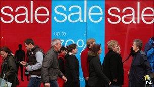 Sale signs in shop window