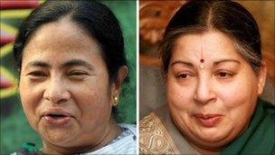 Mamata Banerjee (l) and Jayalalithaa