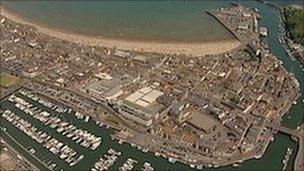 Aerial shot of Weymouth