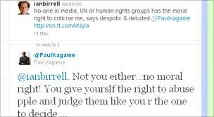 Twitter debate between Paul Kagame and Ian Birrell