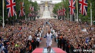 Sir Steve Redgrave carrying the Olympic flame