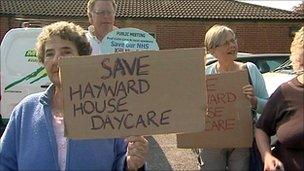 Protest against cuts at Hayward House cancer day care centre