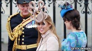 Princess Beatrice wearing the hat at the royal wedding