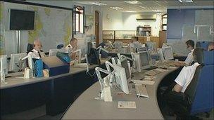 Falmouth coastguard station officers