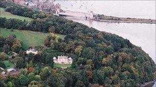 Benarth Hall with nearby Conwy Castle