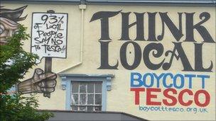 'Boycott Tesco' mural in Bristol