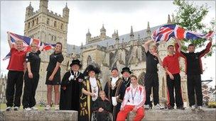 Exeter school children, Mayor, Stephen Jehu and others