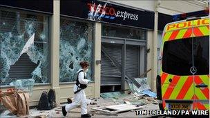 Vandalised Tesco store in Bristol