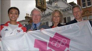 Adelle Tracey, Guildford mayor councillor Terence Patrick, Surrey County Council's Denise Saliagopoulos and Allan Wells MBE