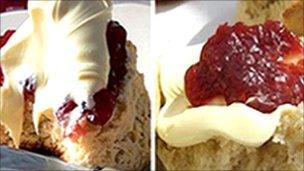 A cream tea served in a Cornish and Devon style
