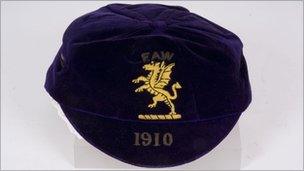 Billy Meredith's 1910 Wales international cap (picture courtesy of Wrexham County Borough Museum and Archives)