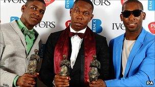 Award winners Labrinth, Dizzee Rascal and Tinie Tempah