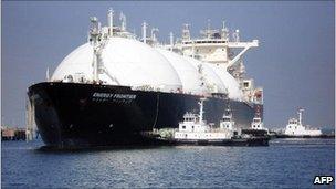 Picture of a giant liquefied natural gas tanker