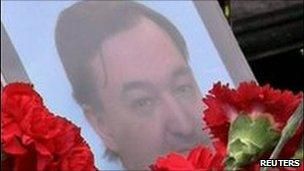 Flowers outside grave of Sergei Magnitsky