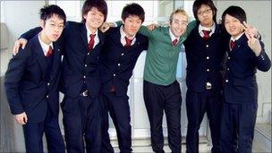 Alex Drummond and five pupils