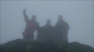 Barry Starr with Leigh and Shane Myatt on top of Snowdon