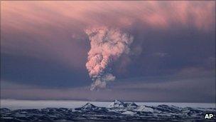 The Grimsvotn volcano erupting