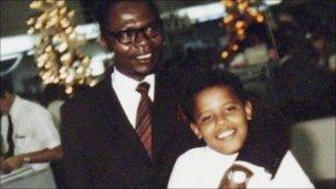 Barack Obama as child, with father