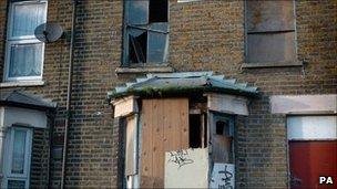 Derelict properties in Stratford, east London