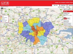 The London Fire Brigade incident map