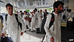 Afghanistan players arrive at Islamabad airport