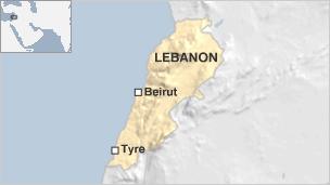 Map: Tyre, Lebanon