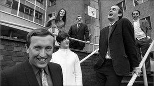 The Frost Report Team outside BBC Television Centre