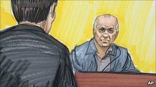 Courtroom sketch of David Headley