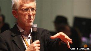 Jeff Jarvis speaking at a conference